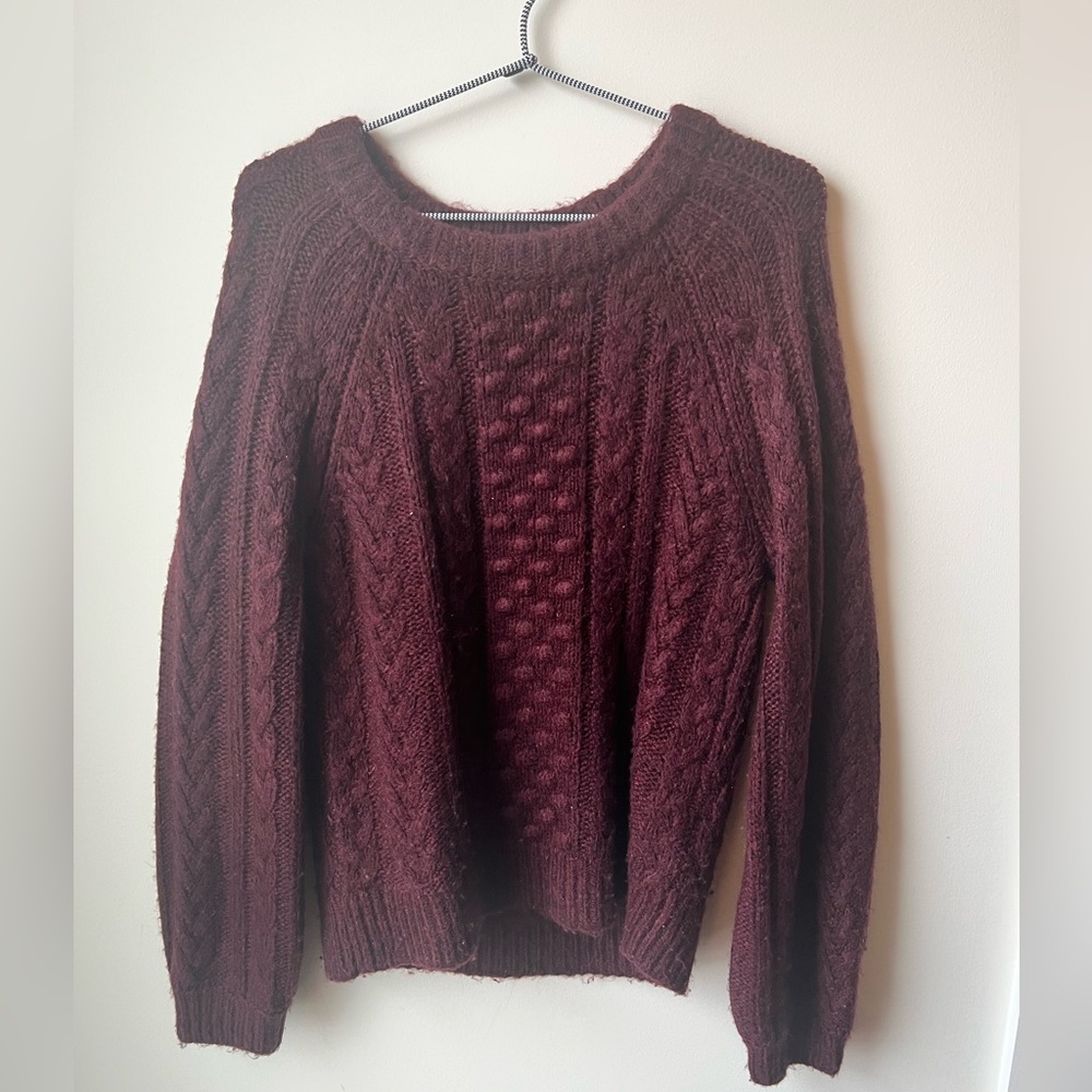 Abercrombie & Fitch Chunky Burgundy Crew Neck Sweater Size M
